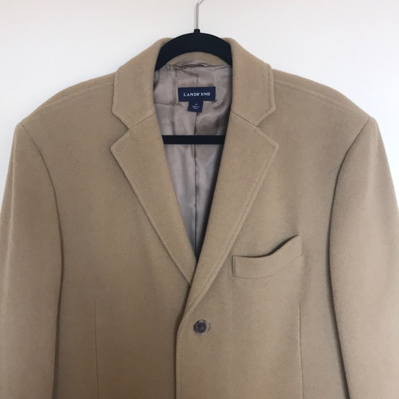 Lands' End Other - Lands’ End Men’s Tan Wool Overcoat Duster Size 42